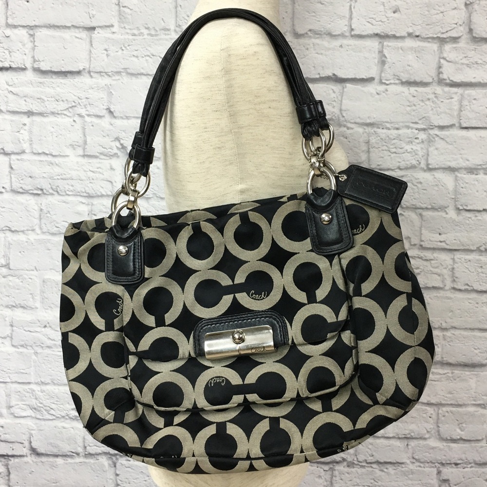 Coach black fabric shoulder bag 16x11x3